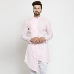 Ensemble pyjama Kurta en coton uni rose clair pour hommes