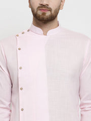 Ensemble pyjama Kurta en coton uni rose clair pour hommes