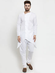 Ensemble pyjama Kurta en coton uni avec tunique blanche pour homme