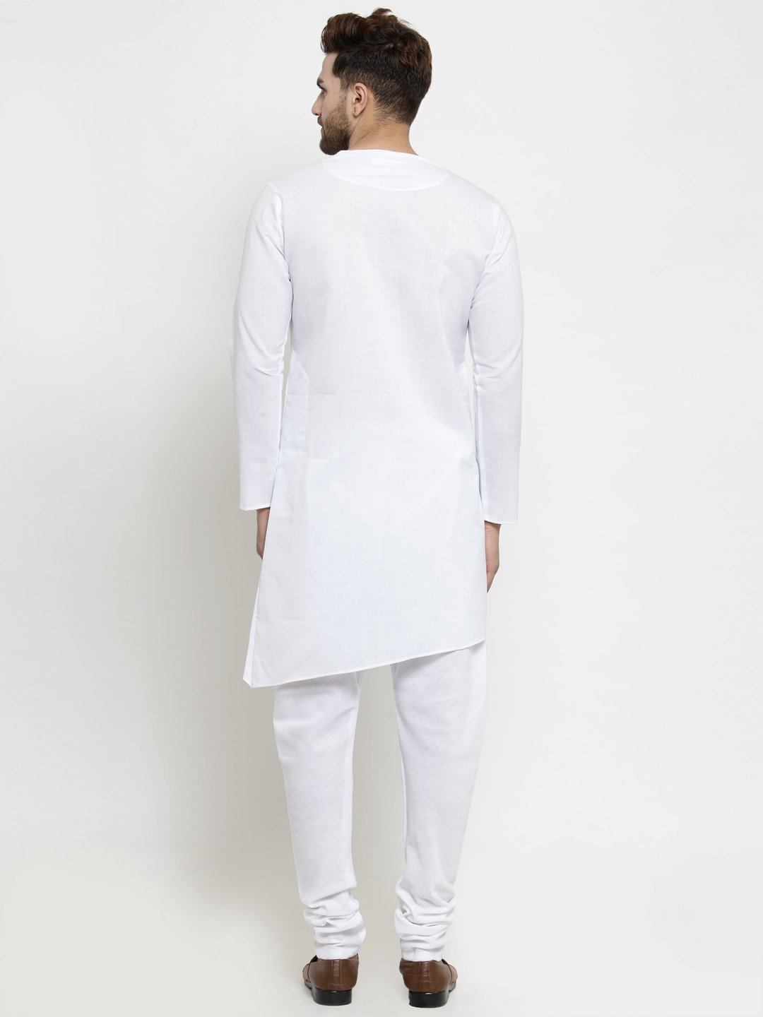 Ensemble pyjama Kurta en coton uni avec tunique blanche pour homme