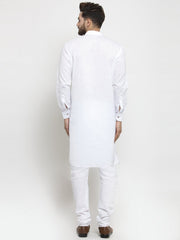 Men's White Tunic Solid Cotton Kurta Pajama Set