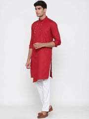 Ensemble pyjama Kurta en coton rouge pour homme