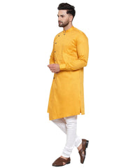 Men's Yellow Tunic Cotton Kurta Pajama Set