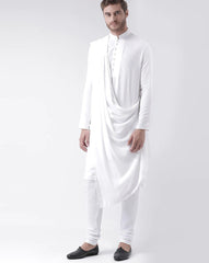 White Tunic Cotton Kurta Pajama Set For Men