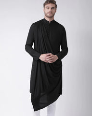 Black Tunic Cotton Kurta Pajama Set For Men