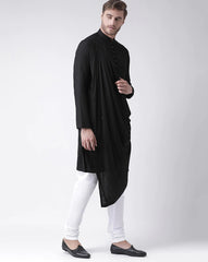 Black Tunic Cotton Kurta Pajama Set For Men