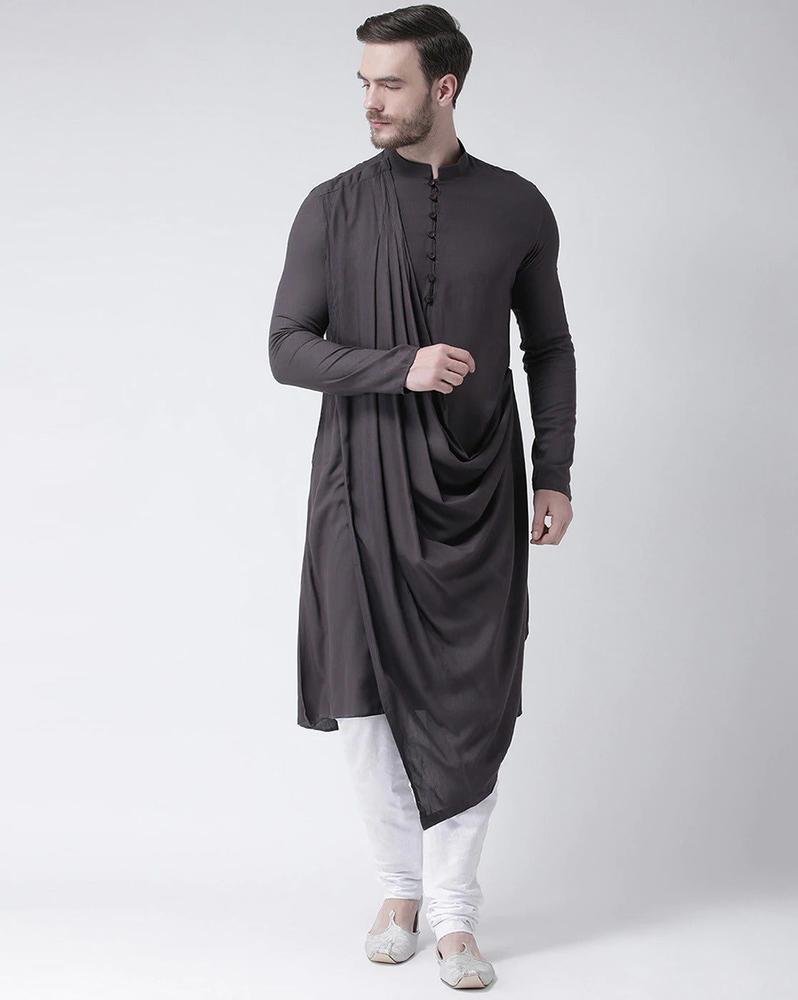 Men's Black Cotton Kurta Pajama Set