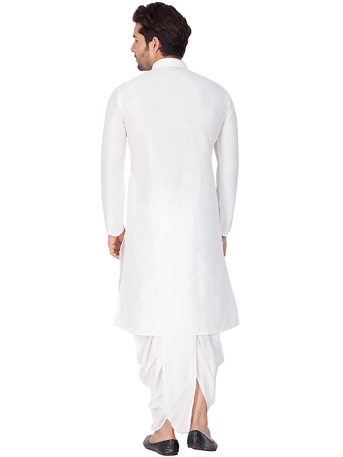 Men's White Banglori Silk Solid Kurta Pajama Set