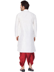 Men's White Banglori Silk Solid Kurta Pajama Set