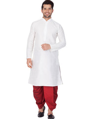 Men's White Banglori Silk Solid Kurta Pajama Set