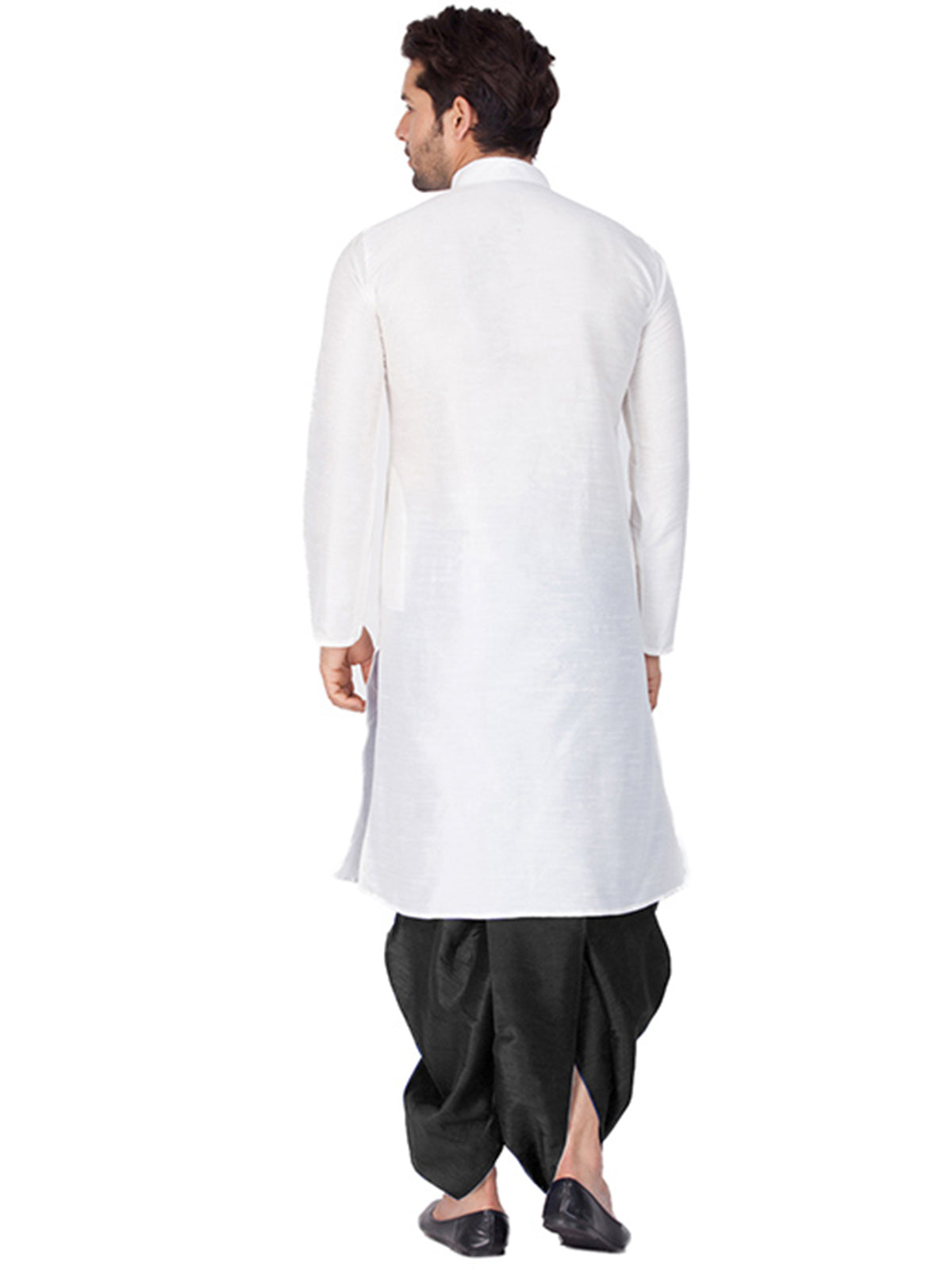 Men's White Banglori Silk Solid Kurta Pajama Set