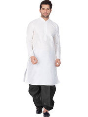 Men's White Banglori Silk Solid Kurta Pajama Set