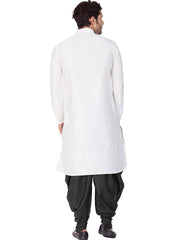 Men's White Solid Bangalori Silk Kurta Pajama Set