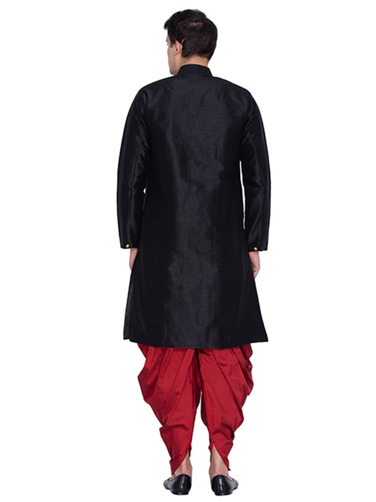 Men's Black Solid Bangalori Silk Kurta Pajama Set