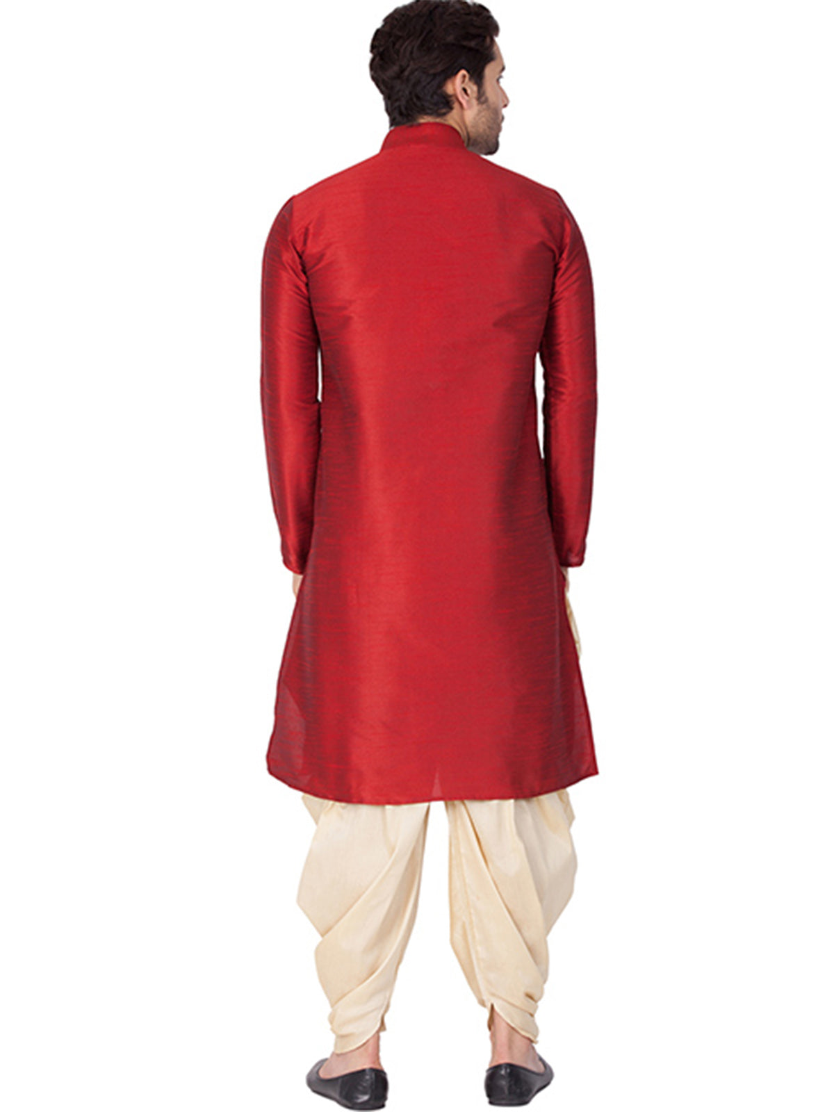 Men's Maroon Solid Bangalori Silk Kurta Pajama Set