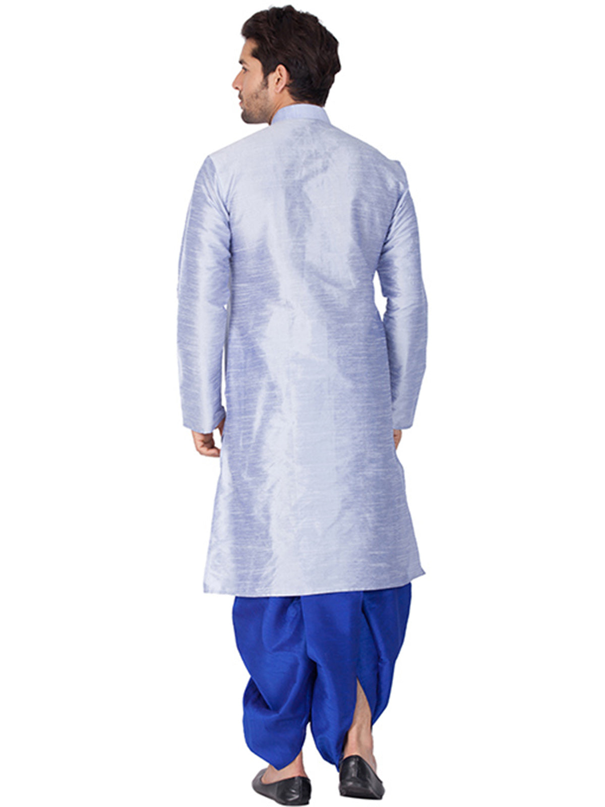 Ensemble pyjama Kurta en soie Bangalori unie grise pour homme