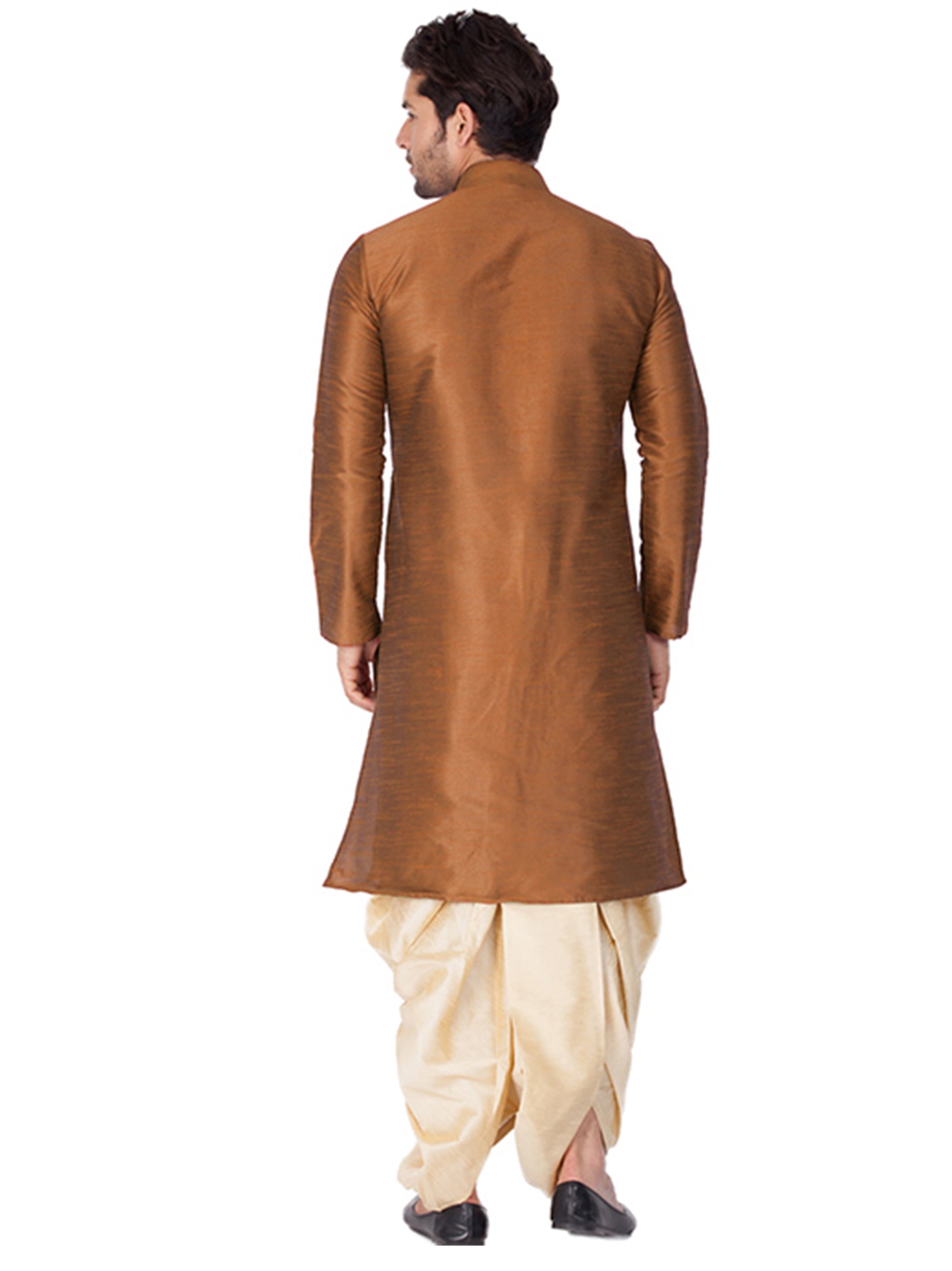 Men's Brown Solid Bangalori Silk Kurta Pajama Set