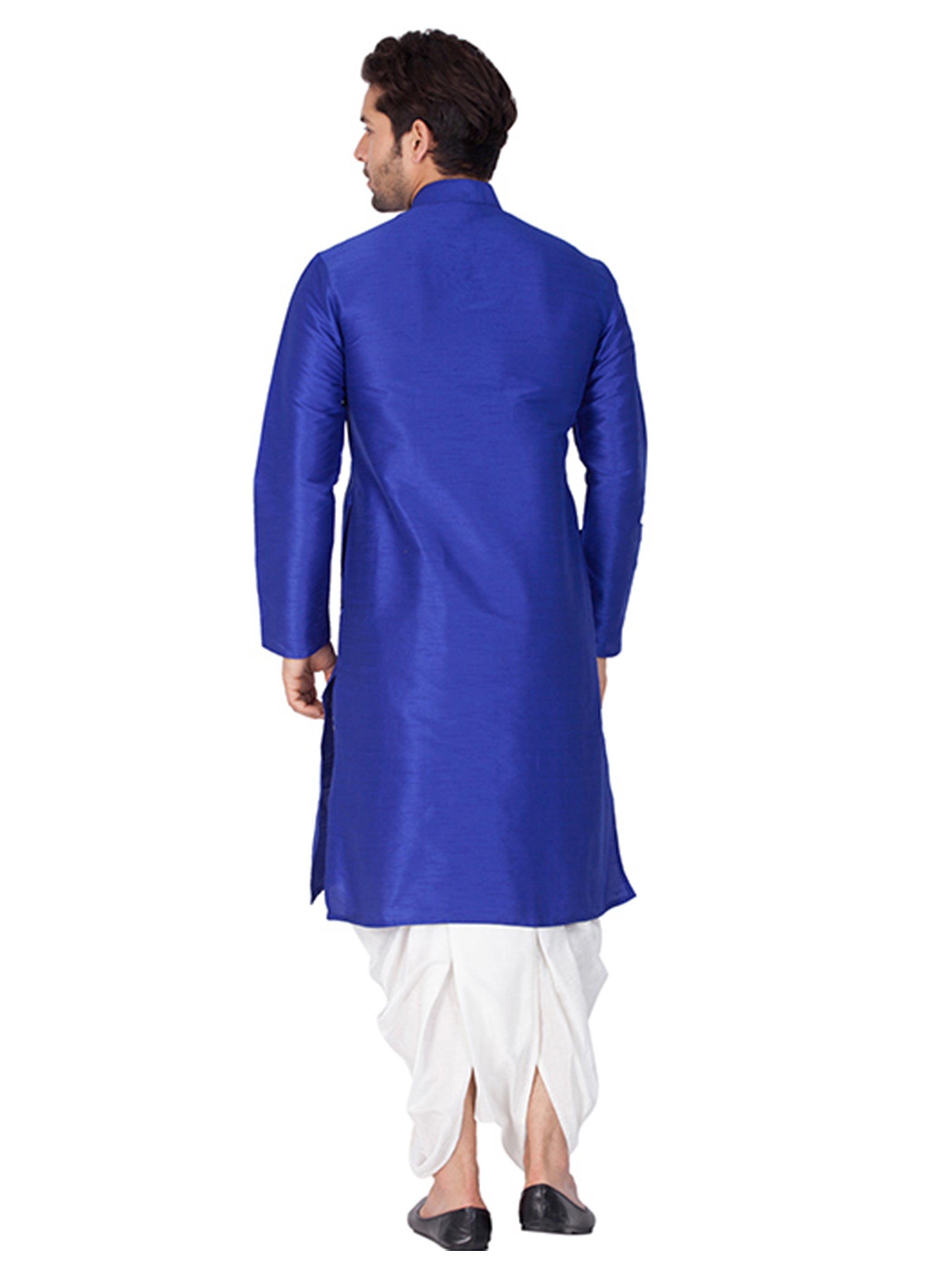 Men's Blue Solid Bangalori Silk Kurta Pajama Set