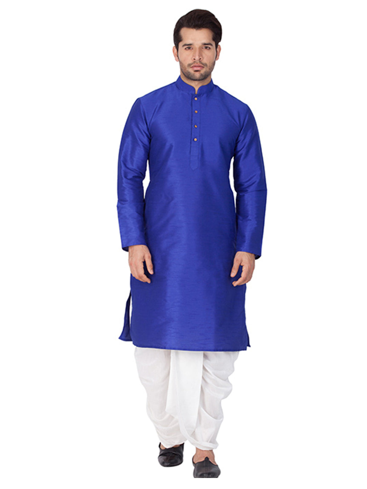 Men's Blue Solid Bangalori Silk Kurta Pajama Set