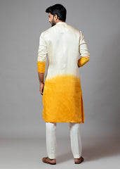 Men's Yellow Rayon Printed Kurta Pajama Set