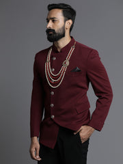 Men's Maroon Solid Cotton Kurta Pajama Set