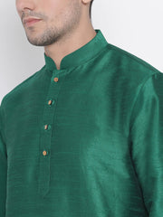 Ensemble pyjama Kurta en coton vert uni pour homme