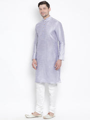 Men's Lavender Solid Tunic Cotton Kurta Pajama Set