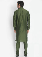 Ensemble pyjama Kurta en coton vert olive pour homme