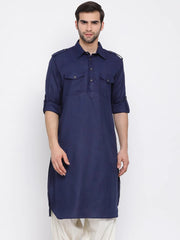 Ensemble pyjama Kurta en coton bleu marine pour homme