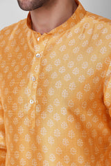 Men's Yellow Silk Kurta Pajama Set