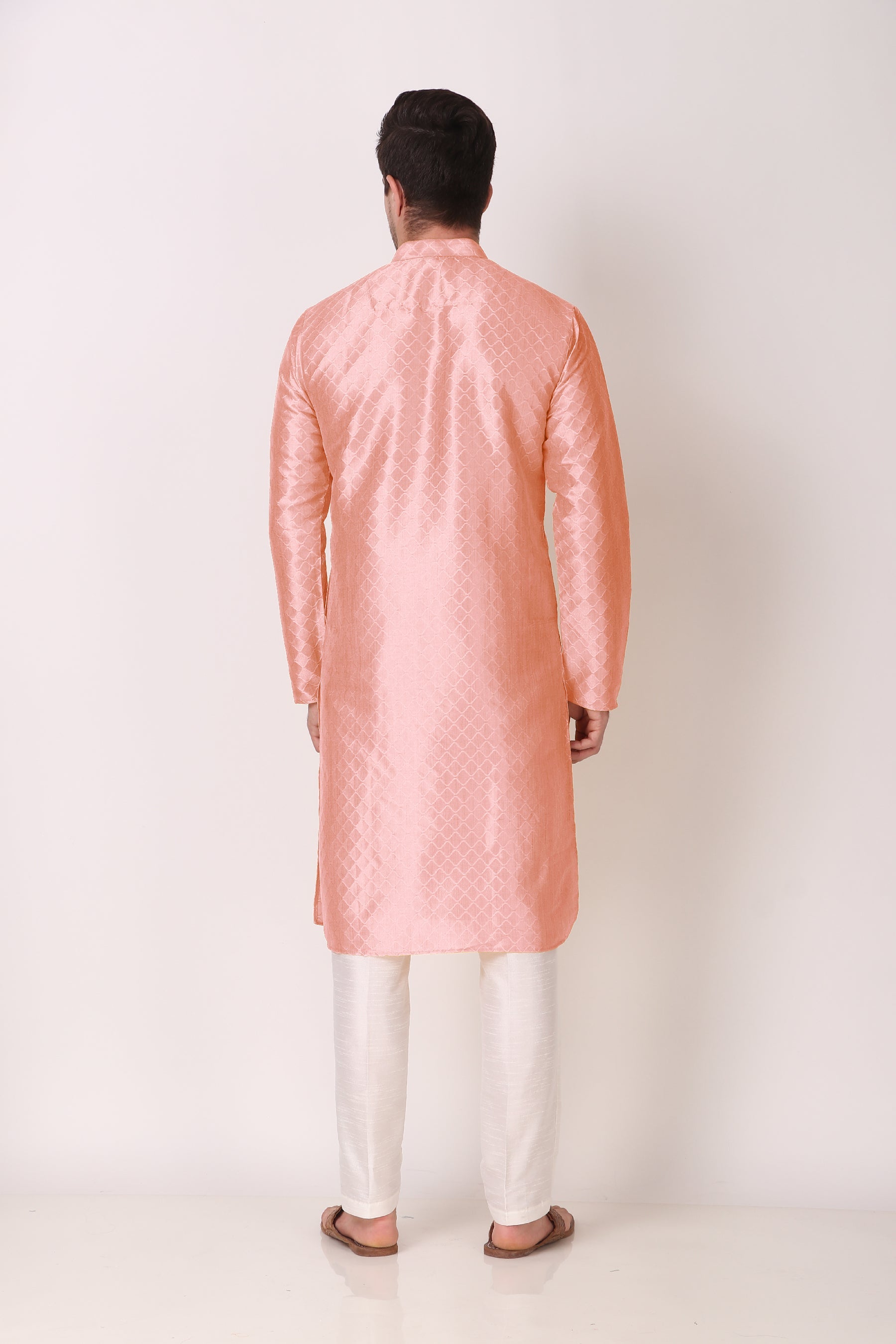 Men's Pink Woven Cotton Kurta Pajama Set