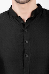 Ensemble pyjama Kurta en coton noir pour homme