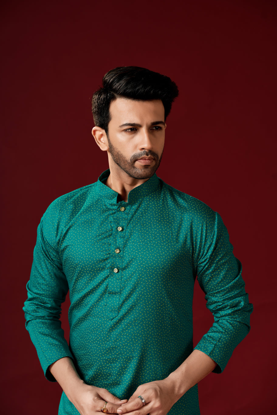 Men's Teal Green Cotton Kurta Pajama Set