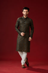 Ensemble pyjama Kurta en coton marron Woody pour homme