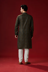 Ensemble pyjama Kurta en coton marron Woody pour homme