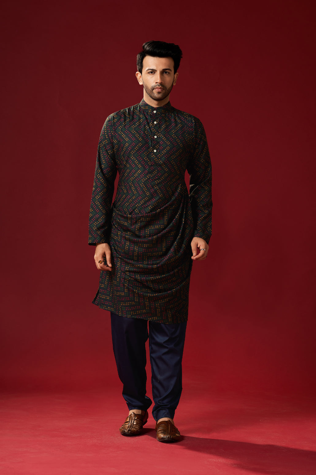 Men's Black Tunic Cotton Kurta Pajama Set