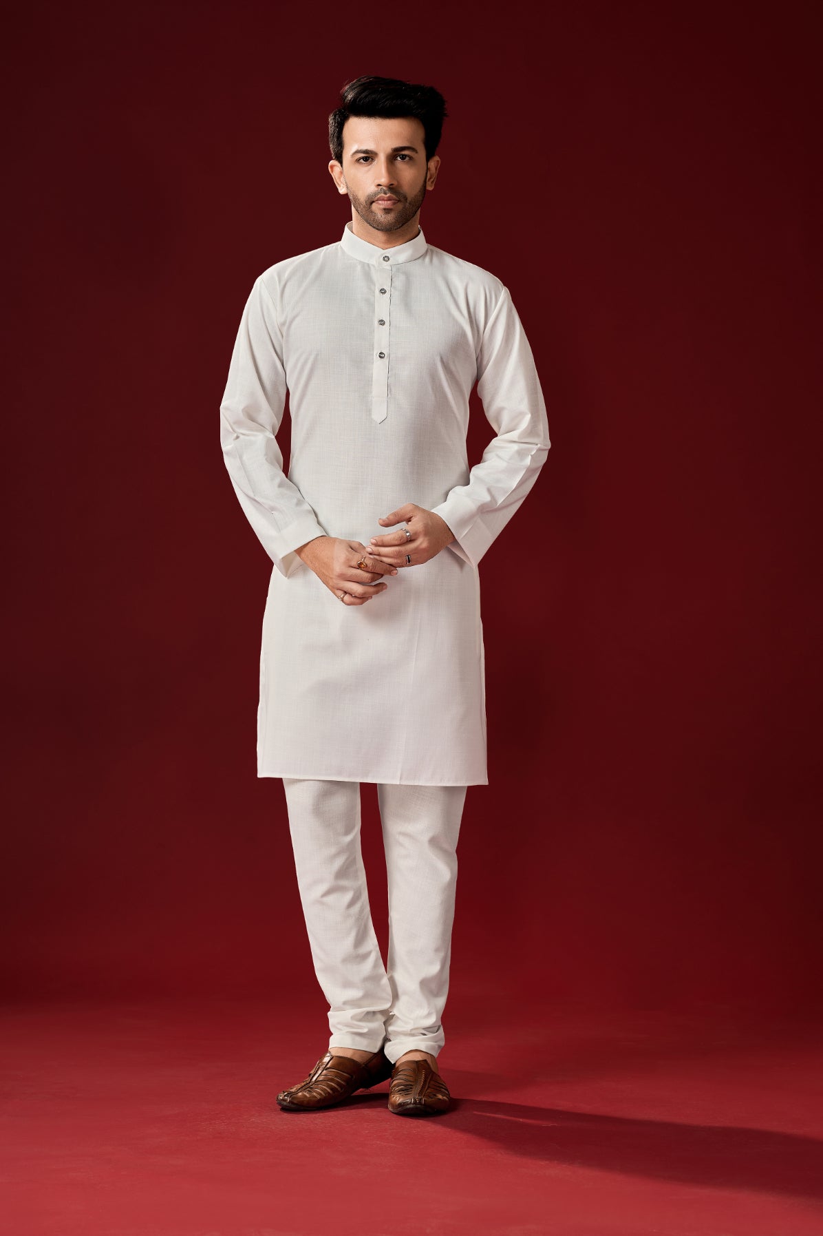 Men's White Tunic Cotton Kurta Pajama Set