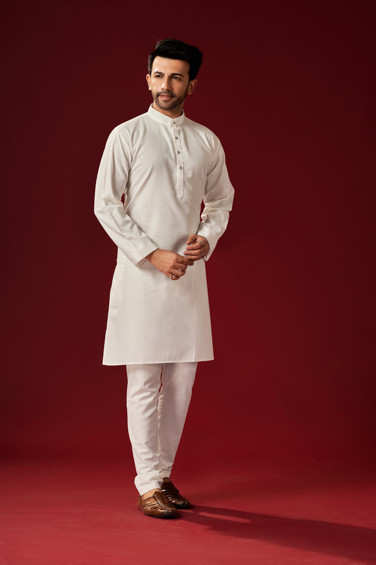 Men's White Tunic Cotton Kurta Pajama Set