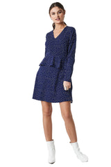 Royal Blue Ir Dot Printed Flounce Dress