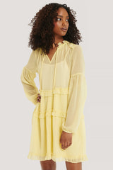 Yellow Multi Frills Chiffon Dress