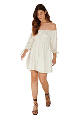 White pamela off shoulder recycled mini dress