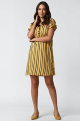 Yellow stripes mini dress