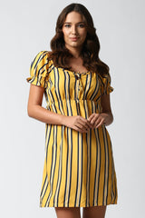 Yellow stripes mini dress