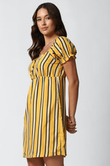 Yellow stripes mini dress