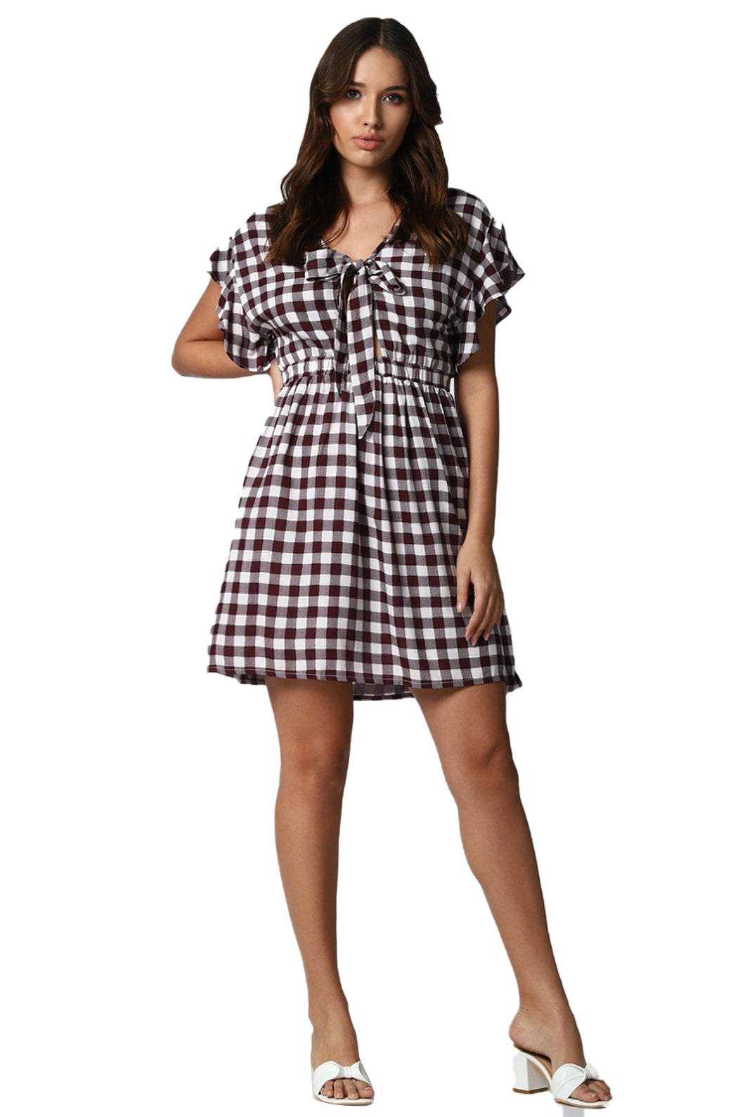 Black Checked Mini dress