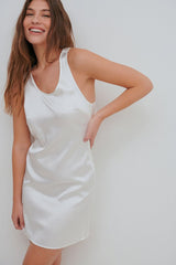 White Satin Josefin Open Back Mini Dress