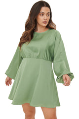 Mint Green Chiffon Balloon Sleeve Flowy Dress