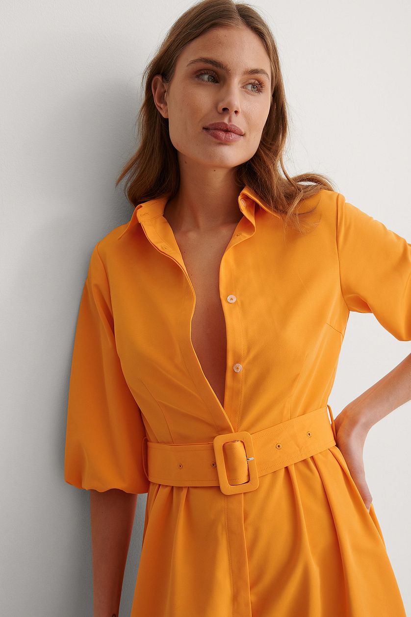 Mustard Yellow Belted Long Sleeve Maxi Dress