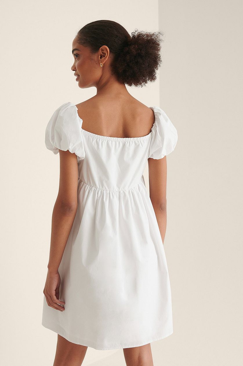 White Off Shoulder Mini Cotton Dress