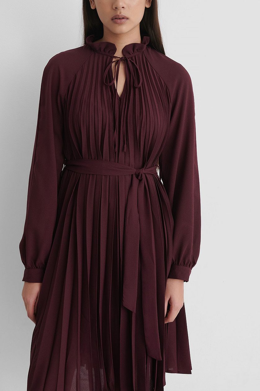 Tied Waist Pleated Skirt Dress